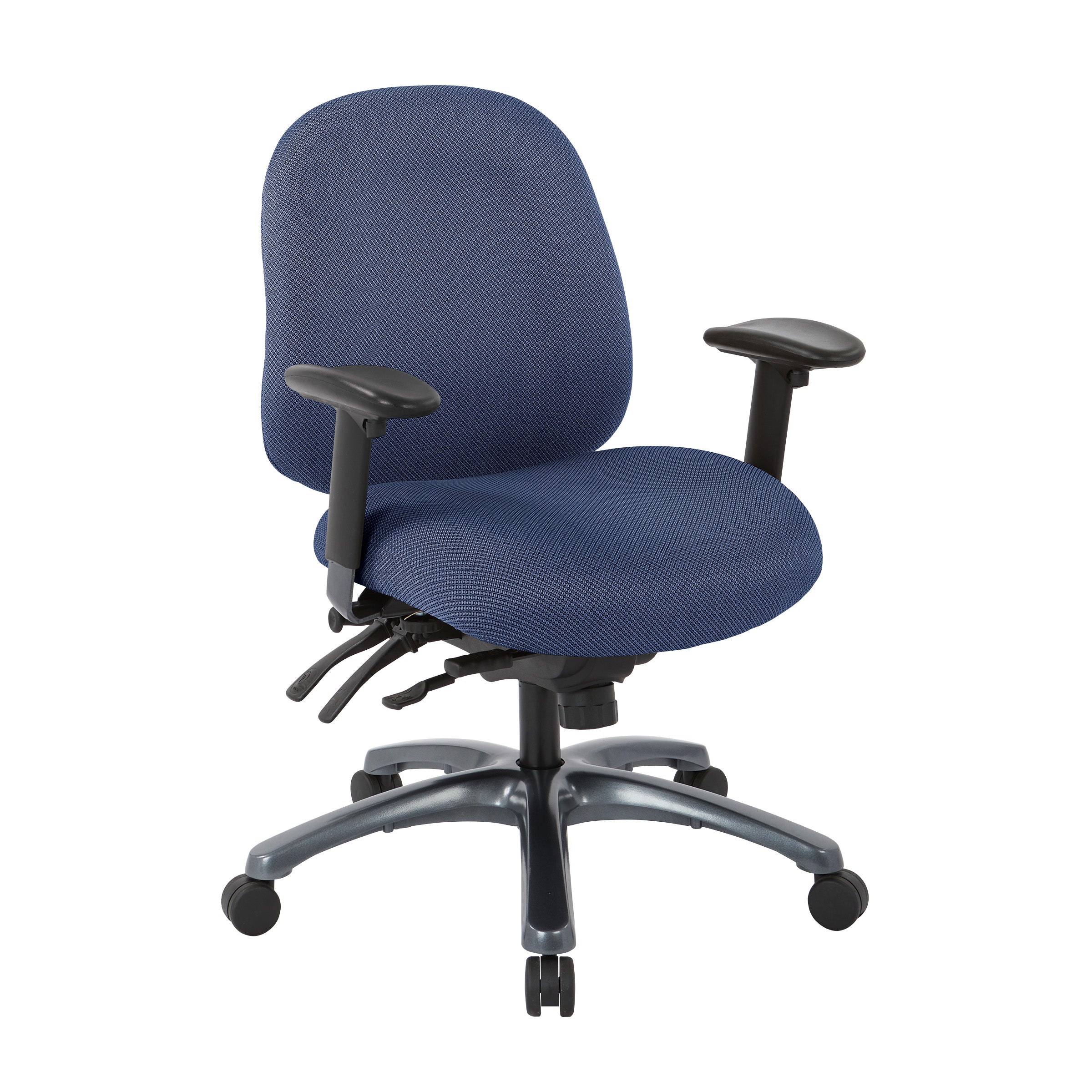Multi-Function Mid Back Chair with Seat Slider and Titanium Finish Base